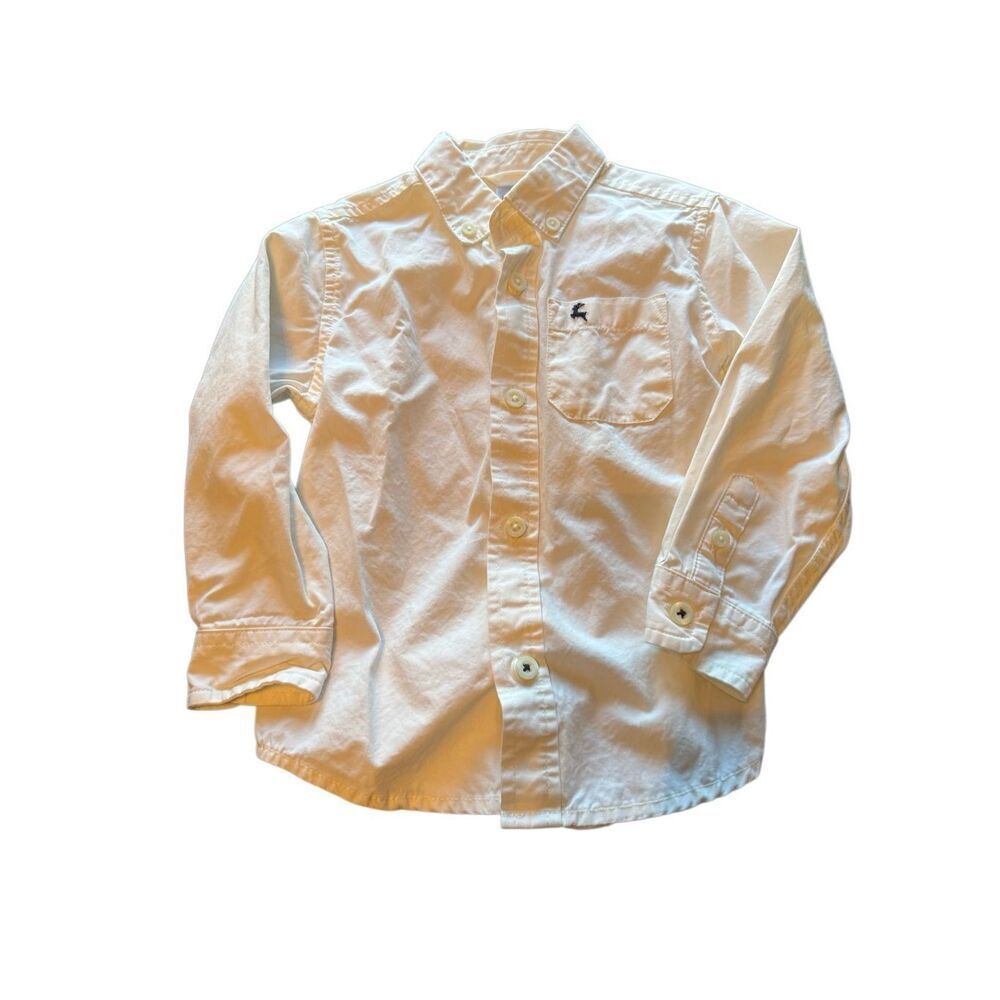 Gymboree long sleeve button down white reindeer boys sz 2T